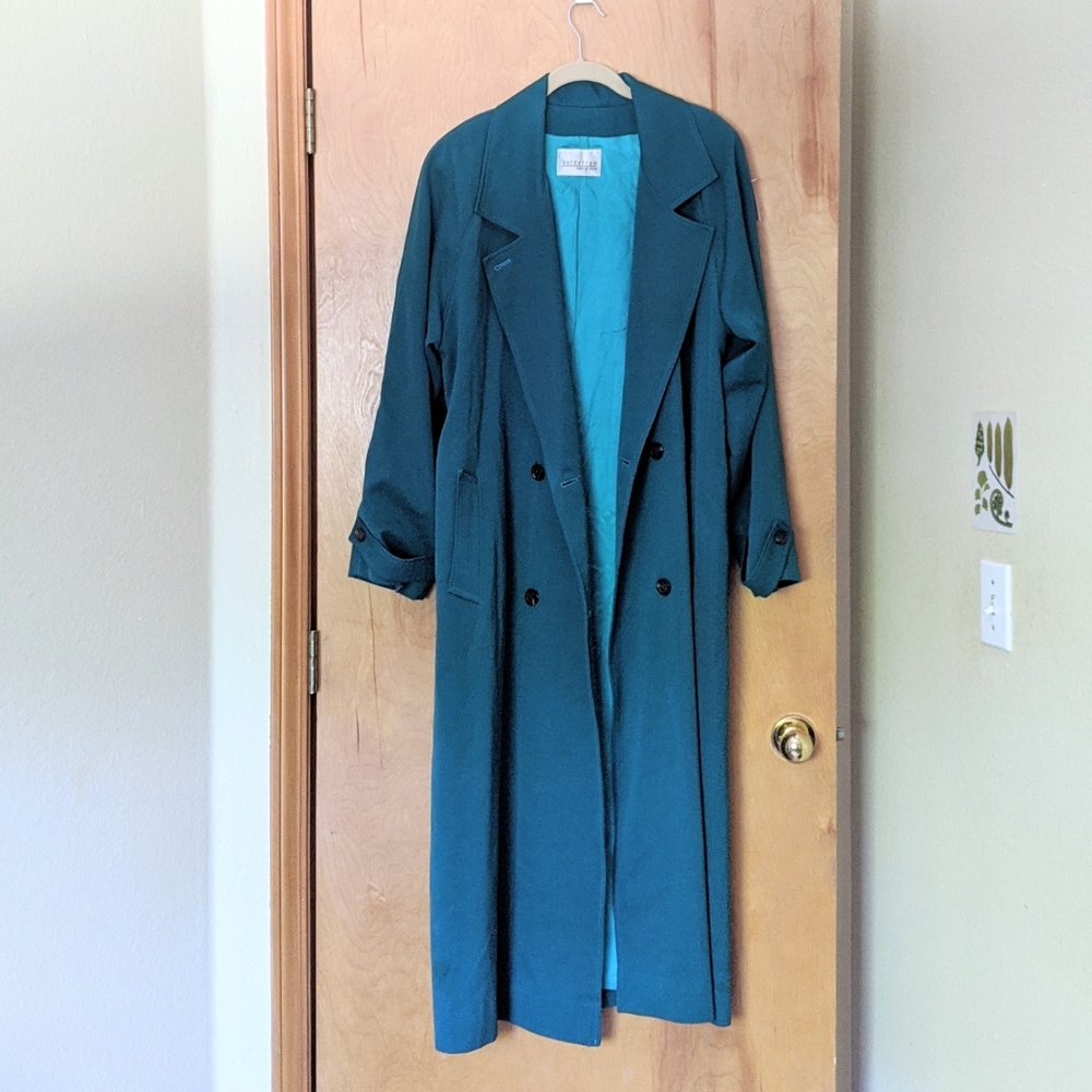 Sz 14 teal Nordstrom Point of View trench coat